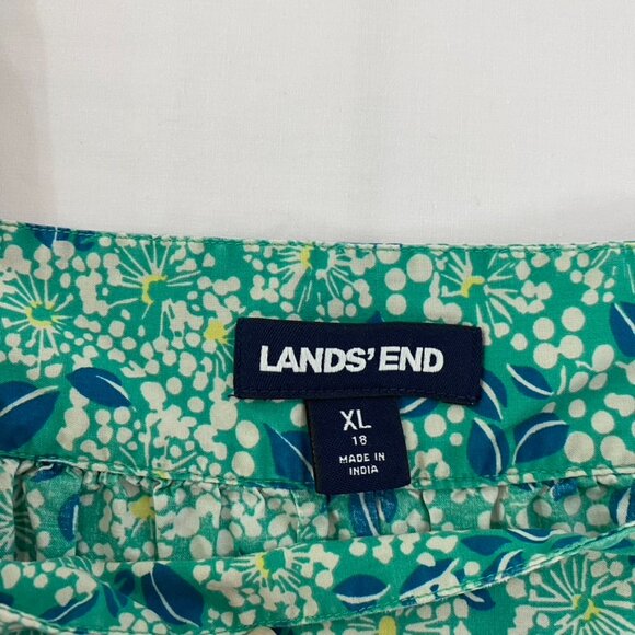 Lands' End Womens Size XL Floral Square Neck Boho Top Summer Chic Puffy Sleeves - Picture 6 of 11